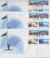 AAT  2004 50th Ann. Mawson Station  4v 5 FDC (Davis,Mawson, Macquerie Casey,Kingston) (XC167) - FDC