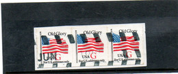 ETATS-UNIS    3 Timbres Se Tenant  G Rouge     1994   Y&T: 2318 Roulette     Percé En Ligne   Sur Fragment Oblitérés - Roulettes