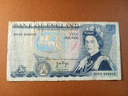 ENGLAND 5 POUNDS 1973  P 378 USED USADO - 5 Pounds