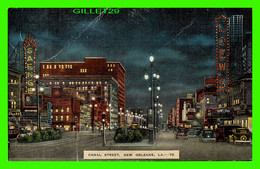 NEW ORLEANS, LA - CANAL STREET AT NIGHT - LOEWS CINEMA - TRAVEL IN 1950 - NEW ORLEANS NEWS CO - - New Orleans