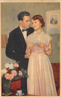 FANTAISIE - COUPLE - Un Homme Cherche à Embrasser Sa Femme Dans Le Salon  - Carte Postale Ancienne - Paare