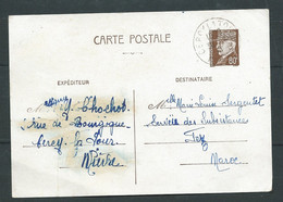 Entier Yvert 512-CP2 Oblitéré Cad Cercy La Tour Dec 1941 Pour Fez ( Maroc)  - Pb 18710 - Storia Postale