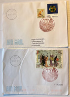 2 Modern AIR MAIL Covers To Denmark With Good Stamps - Briefe U. Dokumente
