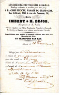 FACTURE.PARIS.ROULAGE ORDINAIRE & ACCELERE.TRANSPORT PAR CHEMINS DE FER & EAU.IMBERT & DEJOB.POUR ROUX MONTELIMAR. - Transport