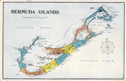 Bermudes Islands - Carte Géographique  - Colorisé - EDit. S. Nelmes - Carte Postale Ancienne - Bermudes