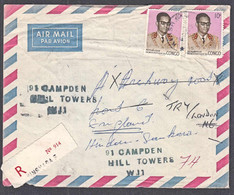Ca0489  CONGO (Kin),  Mobutu Stamps On Registered Kinshasa Cover To England - Lettres & Documents