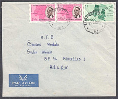 Ca5102  CONGO 1963,  Independence & 1st Anniv Independence Stamps On Elisabethville Cover To Belgium - Lettres & Documents