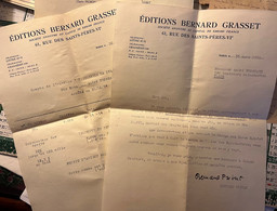 Autographe Bernard Privat - Editions Bernard Grasset De 1955 Pour Droits D'auteur à André Frossard écrivain - Manuscripten