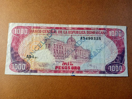 DOMINICAN REPUBLIC 1000 PESOS ORO USADO USED CANCELADO RARE - Dominikanische Rep.