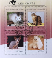 GUINEE Chats, Chat, Cat, Cats, Gato, Gatos .4 Valeurs émises En 2014 Used, Oblitéré - Chats Domestiques