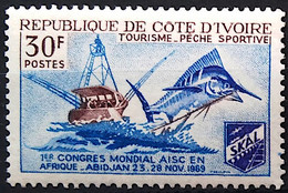 COTE D'IVOIRE Poissons, Poisson, Fish, Pescado, Peche Sportive. Yvert N° 292 ** MNH - Fische