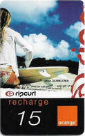 Reunion - Orange - Ripcurl, Woman With Surf, Exp.12.2005, GSM Refill 15€, Used - Reunion