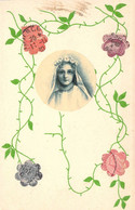 Représentation De Timbres - Fleur - Colorisé - Portrait Femme Mariée - Carte Postale Ancienne - Francobolli (rappresentazioni)