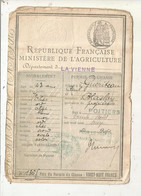Permis De Chasse ,Ministère De L'Agriculture , POITIERS, Département De La Vienne ,  1913,  Frais Fr 1.75 E - Zonder Classificatie
