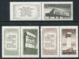 POLAND 1965 War Memorials With Labels MNH / **.  Michel 1632-34 Zf - Nuovi