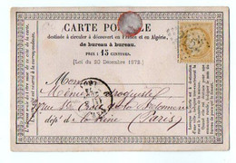 TB 3995 - 1874 - Carte Postale Précurseur - MERLE Marchand Epicier à MACON Pour PARIS - 1849-1876: Période Classique