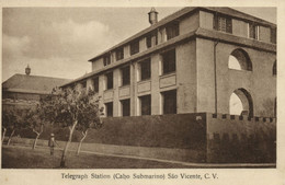 Cape Verde, SÃO VICENTE, Estação Telegrafica, Telegraph Station (1920s) Postcard - Cap Verde