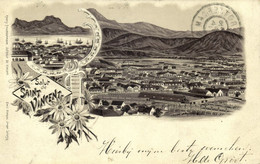 Cape Verde, SÃO VICENTE, Multiview, Panorama, Harbour (1899) Litho Postcard - Cape Verde
