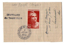 TB 3997 - 1949 - LSC - Cachet Commémoratif - Centenaire Du Timbre Poste - PARIS 2 Juin 1949 Pour LAMBERSART - Commemorative Postmarks