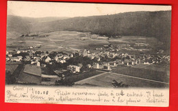 DAI-18  Couvet Vue Générale. Cachet COUVET Linéaire. + Régional Val De Travers 1908 Pour Mulhouse - Couvet