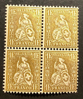 Schweiz "Sitzende Helvetia" Mi: 28 Viererblock Postfrisch/* MNH - Nuovi