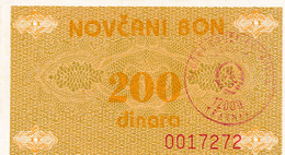 Bosnia And Herzegovina, The Third Provisional Issue  CASH VOUCHER 1992,200 DINARA, UNC,TRAVNIK - Bosnie-Herzegovine