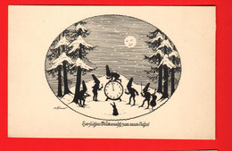 DAI-40 Nouvel-An, Petits Nains Fêtant En Musique Le Passage à L'an Nouveau. Lapin. Jugendstil Circ. 1907 Sous Enveloppe - Neujahr