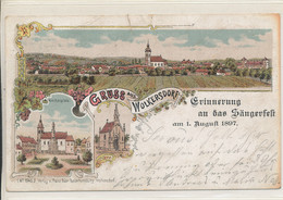 AK NÖ Wolkersdorf - Gruss Aus .. Litho Verl. Baer Bez. Mistelbach 1897 - Mistelbach