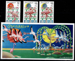 SOMALIA 1998 BIRDS FLAMINGO MI No 726-8 +BLOCK 56 MNH VF!! - Flamencos