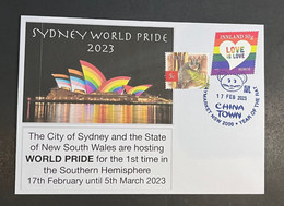 (2 Oø 39) Sydney World Pride 2023 - Opera House In Rainbow Colours (Norway PRIDE Stamp + OZ Stamp) - Lettres & Documents