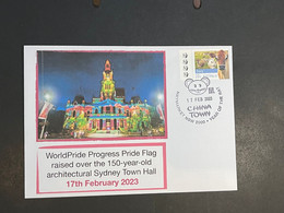 (2 Oø 39) Sydney World Pride 2023 - Sydney Town Hall In Rainbow Colours (Australia Cow's Stamp) - Covers & Documents