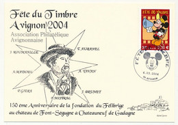 Carte Locale - Fête Du Timbre AVIGNON 2004 - Mickey - 6.3.2004 - Storia Postale