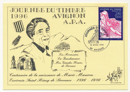 FRANCE => Carte Locale Marie Mauron - Journée Du Timbre 1996 (Semeuse) - AVIGNON - 16 Mars 1996 - Storia Postale