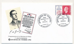 FRANCE - Enveloppe FDC Fédérale - Journée Du Timbre 1994 2,80 + 0,60 Marianne De Dulac - 12/3/1994 AVIGNON - Covers & Documents