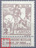 BELGIUM - 1910 - MNH/** - CARITAS COB 85 Luppi V10 E GRIGNOTE - Lot 25698 - Andere & Zonder Classificatie