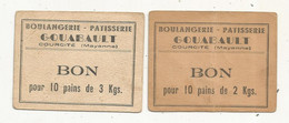 Bon Pour :  10 Pains De 2 Kg; 10 Pains De 3 Kg , BOULANGERIE-PATISSERIE GOUABAULT ,  COURCITE ,  MAYENNE,  LOT DE 2 - Advertising
