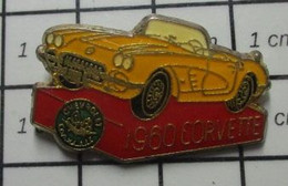 312c Pin's Pins / Beau Et Rare / THEME : AUTOMOBILES / CHEVROLET CORVETTE JAUNE De 1960 - Corvette