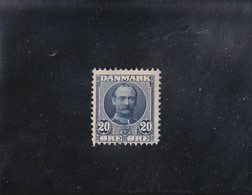 FRéDéRIC VIII 20 ORE BLEU NEUF SANS GOMME N° 57 YVERT ET TELLIER 1907-12 - Unused Stamps