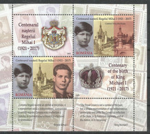 RO 2021-100A°BIRTHOF KIMG MICHAEL I, ROMANIA S/S, MNH - Unused Stamps
