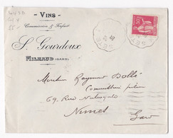 Enveloppe 1935 L. Gourdoux Milhaud Gard Pour Nimes Avec Cachet De Sète - Briefe U. Dokumente