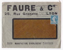 Enveloppe 1924, Faure & Cie , Manufacture D’horlogerie à Lyon - Storia Postale