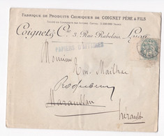 Enveloppe 1903, Fabrique De Produits Chimiques De Coignet & Fils à Lyon - Briefe U. Dokumente