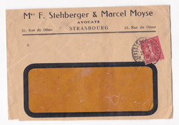 Enveloppe 1928, Mes F. Stehberger & Marcel Moyse Avocats à Strasbourg - Lettres & Documents