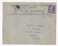 Enveloppe 1928, C. Vuillermet , Orfèvrerie, Couverts à Lyon - Lettres & Documents