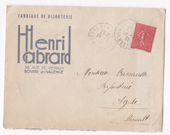 Enveloppe 1932 Fabrique De Bijouterie Henri Habrard à Bourg Les Valence - Briefe U. Dokumente