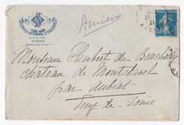 Enveloppe 1921, Splendid Hôtel & D’Orléans Vichy Pour Le Château De Montclavel Aubiat - Storia Postale