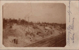 ! Fotokarte, Photo, Guerre 1914-1918, 1. Weltkrieg, Stellung 1/94 Am Bahndamm Laon - Rheims, Eisenbahnstrecke - Eisenbahnen