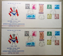 INDIA 1968 ICC OVERPRINTED COMPLETE SET OF 2 F.P.O CANCELLED COVERS & INFORMATION BROCHURE, VIETNAM, LAOS, CAMBODIA - Franquicia Militar