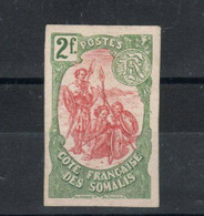 Côte Française Des Somalies _(1902 ) 2F Vert  N °51 Non Dentelé - Autres & Non Classés
