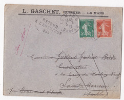 Enveloppe 1910, L. Gaschet Huissier Le Mans Sarthe. - Covers & Documents